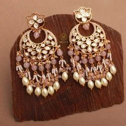 Erika Pastel Pink Polki Designer Chandbalis