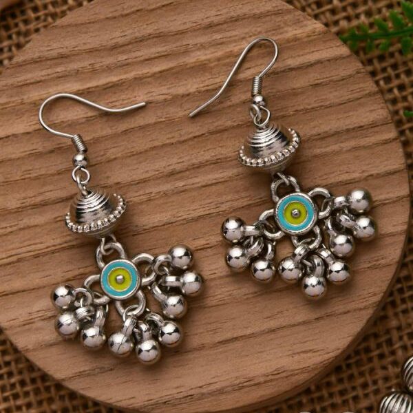 BEADED HORIZON CHARMS - EMBELLISHED OXIDISED EARRINGS