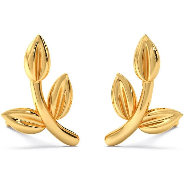 Triple Petal Gold Stud Earrings