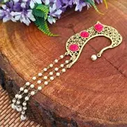 Stud Golden Earcuff with Pink Flower