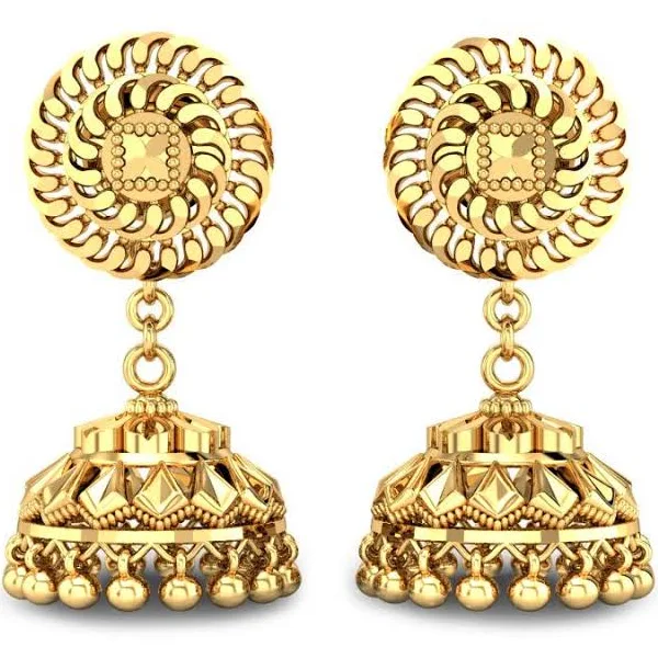 Gold Earrings,in Yellow Gold 22K - Dristi Gold Jhumka